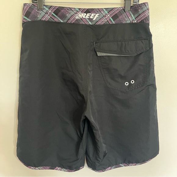 Men’s Reef Stryker Black With Purple Plaid Swim Trunks Board Shorts Size 33 - Picture 14 of 14